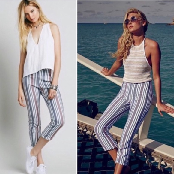 Free people Festival striped linen crop pants - Picture 2 of 3